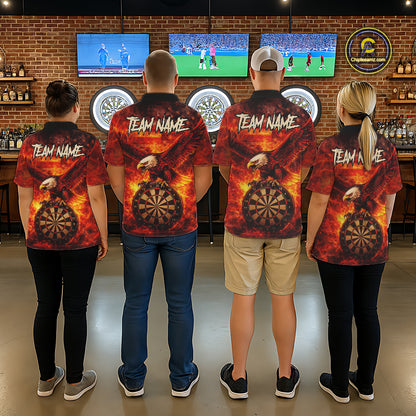 US Flag Eagle Flame Dartboard Darts Polo Shirts For Women Custom Patriotic Dart Team Jerseys NYN2507