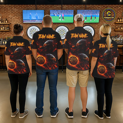 Eagle Couple Flame Dartboard & Arrow Women Darts Polo Shirt Custom Outfits Dart Team Jerseys NYN2508
