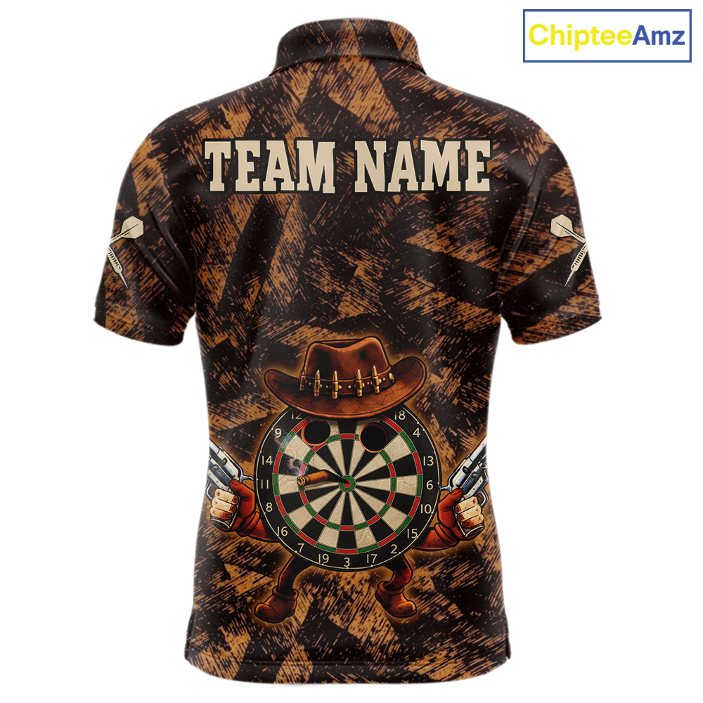 Funny Dartboard Cowhand Men Darts Polo Shirt Personalized Brown Grunge Dart Team Jerseys NYN2510