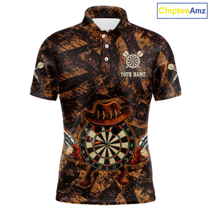 Funny Dartboard Cowhand Men Darts Polo Shirt Personalized Brown Grunge Dart Team Jerseys NYN2510