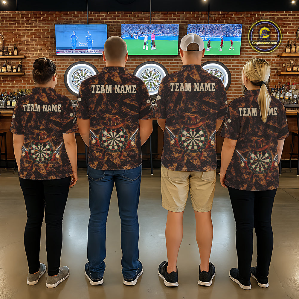 Funny Dartboard Cowhand Men Darts Polo Shirt Personalized Brown Grunge Dart Team Jerseys NYN2510