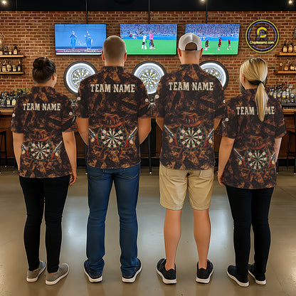 Funny Dartboard Cowhand Men Darts Polo Shirt Personalized Brown Grunge Dart Team Jerseys NYN2510