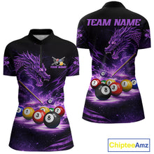 Load image into Gallery viewer, Purple Funny Dragon Thunder Ball Pool Billiard Team Shirt For Women Custom Billiards Ball Attire NYN2700