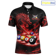 Load image into Gallery viewer, Red Funny Dragon Thunder Ball Pool Billiard Team Shirt For Men Custom Billiards Ball Attire NYN2701