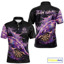 Load image into Gallery viewer, Personalized Pink Holographic Shark Men Darts Polo League Shirts Funny Grunge Dart Jerseys NYN2707