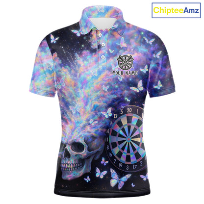 Custom Holographic Smokes Skull Dartboard Men Dart Polo Shirt Butterfly Dart Jerseys NYN2709