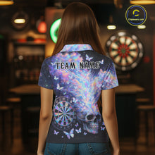 Load image into Gallery viewer, Custom Holographic Smokes Skull Dartboard Women Dart Polo Shirt Butterfly Dart Jerseys NYN2709