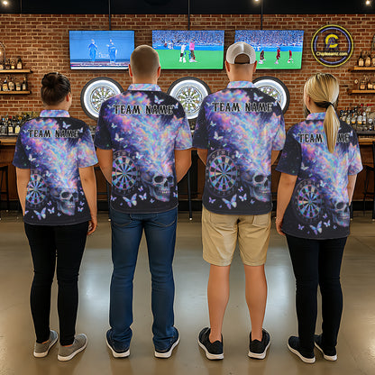 Custom Holographic Smokes Skull Dartboard Men Dart Polo Shirt Butterfly Dart Jerseys NYN2709