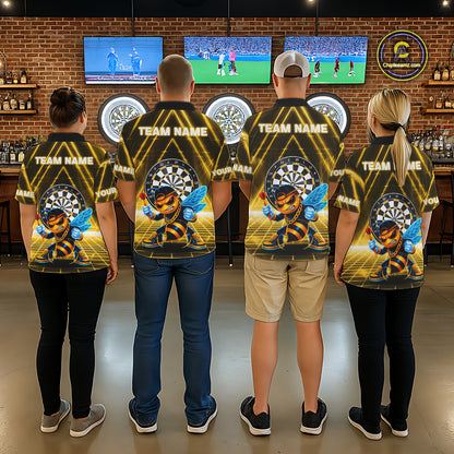 Lightning Yellow Neon Electric Funny Bee Men Dart Polo Shirt Custom Team Name For Darters NYN2710