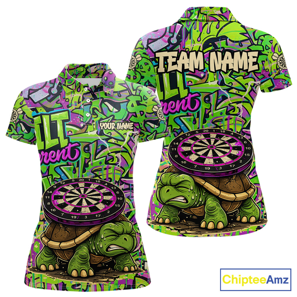 Personalized Funny Dart Shirt Dartboard Turtle Polo Quarter Zip Shirt Custom Team Shirt For Women NYN2859