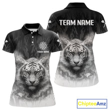 Load image into Gallery viewer, Women's Custom Darts Shirt With Pale Smoke Tiger Grunnge Pattern Dartboard NYN0296