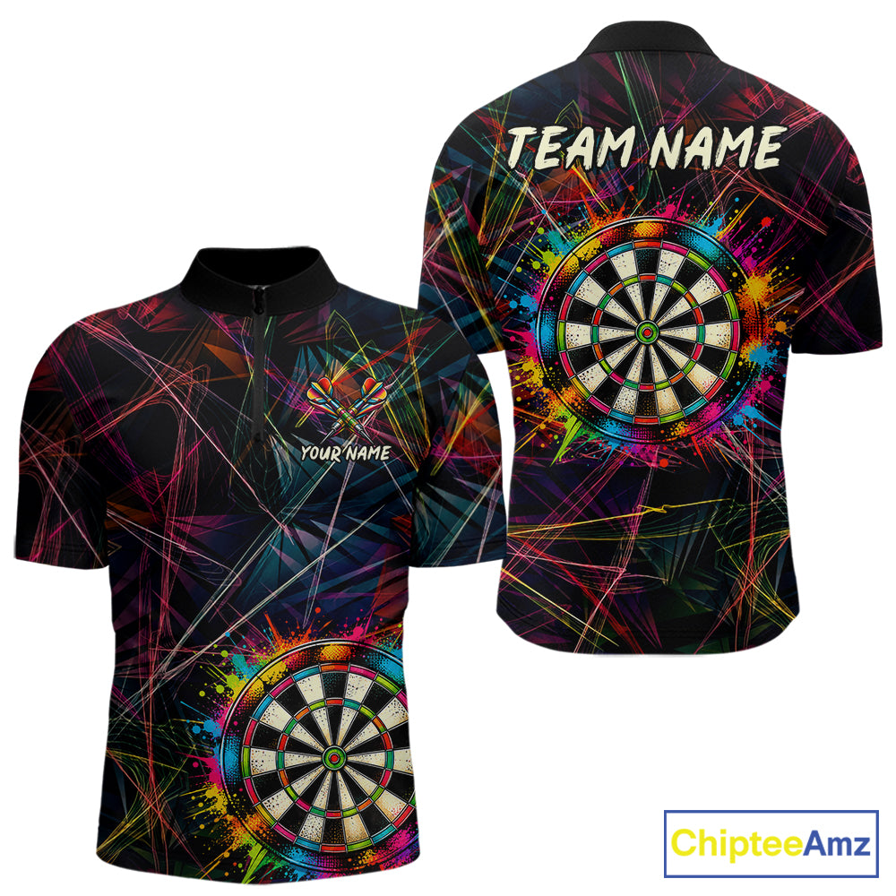 Splatter Paint Dartboard & Arrow Mens Darts Shirt Personalized Colorful Team Darts Jersey NYN3244