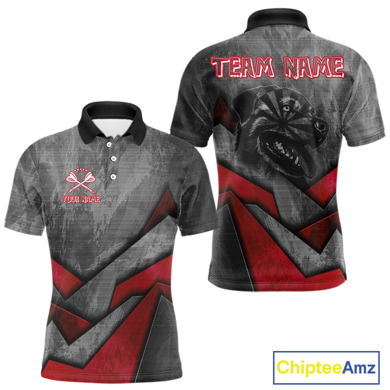 Aggressive Dog Dartboard Red Darts Shirt For Men - Custom Name For Players NYN0562