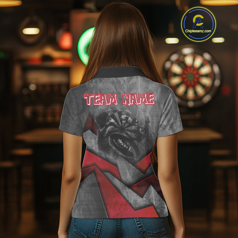 Aggressive Dog Dartboard Red Darts Shirt For Women - Custom Name For Players NYN0562