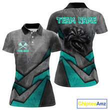 Load image into Gallery viewer, Aggressive Dog Dartboard Turquoise Darts Shirt For Women - Custom Name For Players NYN0563