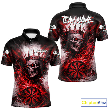 Red Crown Skull Fire Flame Dartboard Men Darts Polo Shirt Custom Grunge Dart Team Jerseys NYN2514