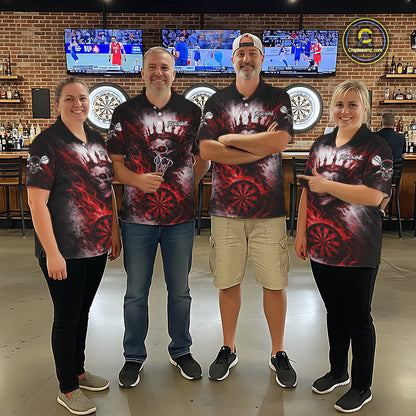Red Crown Skull Fire Flame Dartboard Women Darts Polo Shirt Custom Grunge Dart Team Jerseys NYN2514