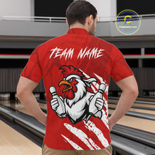Load image into Gallery viewer, Custom White And Red Funny Rooster Bowling Polo &amp; 1/4-Zip Team Shirts For Men Bowling Gifts NYN2721