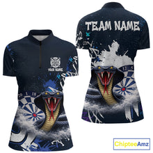 Load image into Gallery viewer, Funny Blue Smoke Cobra Women Darts Polo &amp; Quarter-Zip Shirt Custom Graffiti Dart Team Jerseys NYN3078