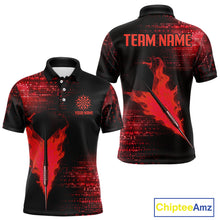 Load image into Gallery viewer, Men’s Custom Darts Shirt With Flaming Dart Arrow And Ruby Digital Matrix NYN0310