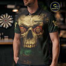 Load image into Gallery viewer, Yellow Skull Flaming Dartboard Darts Shirt For Men - Custom Name For Players NYN0573