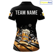 Load image into Gallery viewer, Personalized Beer Runner Funny Bowling Team Shirts For Women Bowling Polo &amp; 1/4-Zip Jersey NYN2724