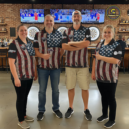 US Flag Dart Arrow & Dartboard Darts Quarter-zip Shirt For Men Custom Patriotic Dart Team Jerseys NYN2523