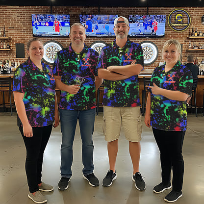 Heart Colorful Splatter Dartboard Men Darts Polo Shirt Custom Valentine Dart Couple Jerseys NYN2526