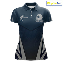 Load image into Gallery viewer, Personalized Dark Blue And Gray 8 Ball Billiard Pool Shirt For Women Custom Billiard Attire Team Jersey NYN3084