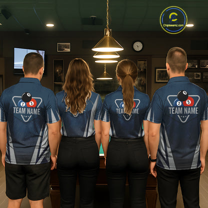 Personalized Dark Blue And Gray 8 Ball Billiard Pool Shirt For Men Custom Billiard Attire Team Jersey NYN3084