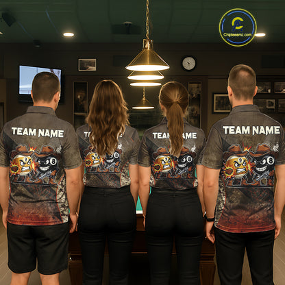 Funny Couple 8 Ball & 9 Ball Cowboys Billiard Shirt For Men Custom Brown Camo Billiard Pool Team Shirt NYN3092
