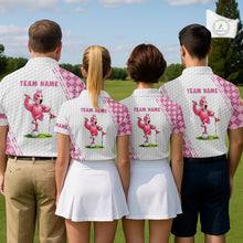 Load image into Gallery viewer, Funny Mens Golf Polo Shirt Custom Crown Flamingo Pink Argyle Pattern Golf Clothing Shirts NYN2876
