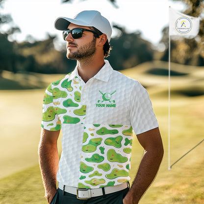 Personalized Mens Golf Polo Shirts Green Golf Courses Custom Name Golf Team Shirt, Golf Gifts NYN2880