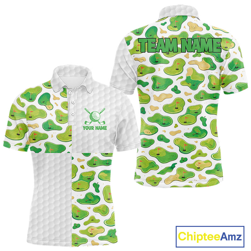 Personalized Mens Golf Polo Shirts Green Golf Courses Custom Name Golf Team Shirt, Golf Gifts NYN2880