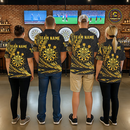 Personalized Black & Gold Tribal Darts Polo & Quarter-Zip Custom Dart Shirts For Women Dart Jerseys  NYN2885