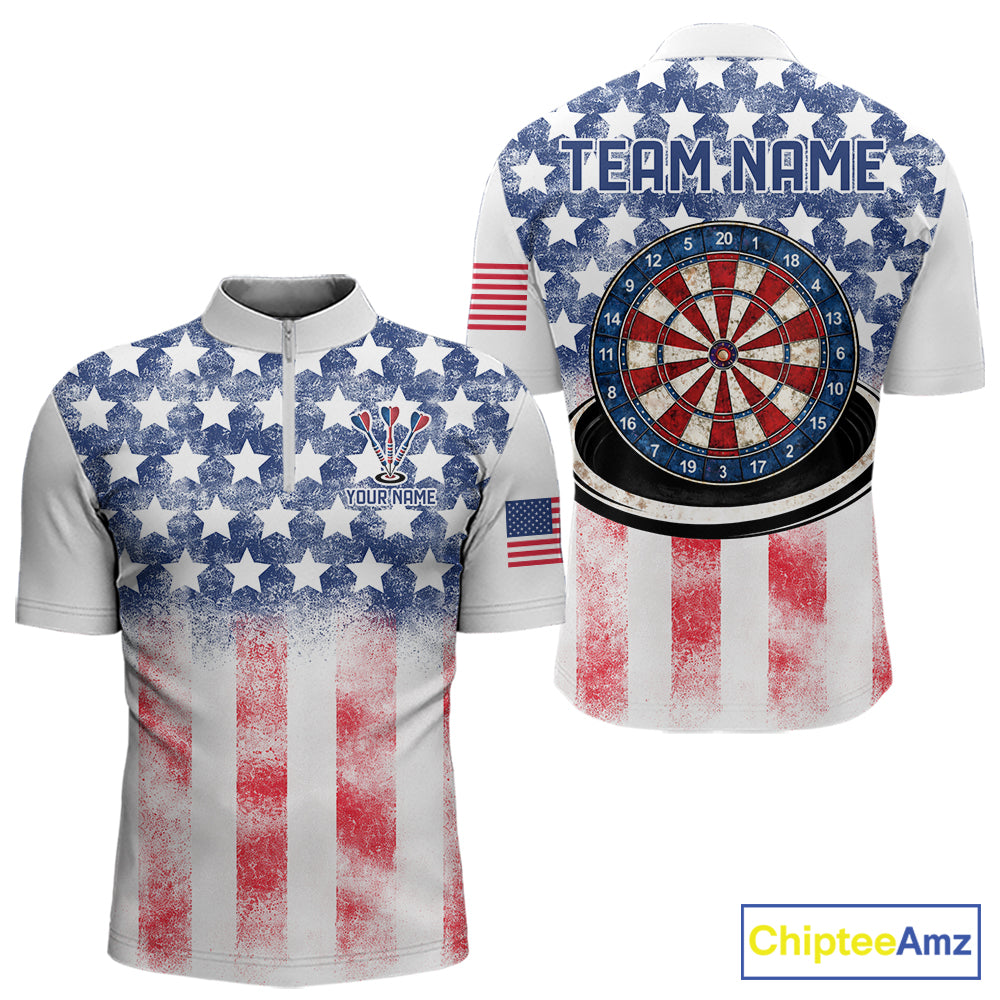 Custom American Flag Dart Shirts For Men Patriotic Dart Team Shirt Darter Outfits Attire NYN2888