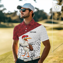 Load image into Gallery viewer, Funny Duck Golfer Mens Golf Polo Shirt Custom Black Grunge Tropical Team Golf Shirts | Red NYN3101