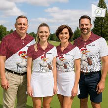 Load image into Gallery viewer, Funny Duck Golfer Mens Golf Polo Shirt Custom Black Grunge Tropical Team Golf Shirts | Red NYN3101