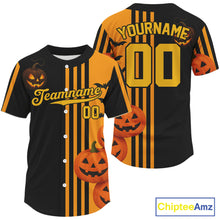 Load image into Gallery viewer, Custom Black-Orange Halloween Pumpkin Baseball Shirt For Men Outfits Baseball Jerseys NYN1463