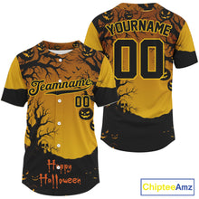 Load image into Gallery viewer, Custom Yellow Creepy Baseball Halloween Shirt For Men Happy Halloween Baseball Jerseys NYN1472