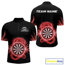 Load image into Gallery viewer, Custom Dragon Lighting Red Dartboard Dart Quarter-Zip Jerseys For Men Dart Team Shirt NYN1724