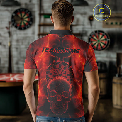 Custom Red Skull Lightning Dartboard Dart Polo Jerseys For Men Outfits Dart Shirts NYN1727