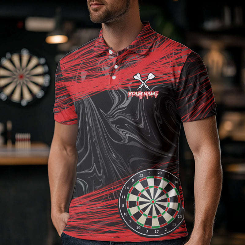 Black And Red Dartboards Custom Polo & 1/4 Zip Dart Jerseys For Men, Dart Team Shirts NYN0006