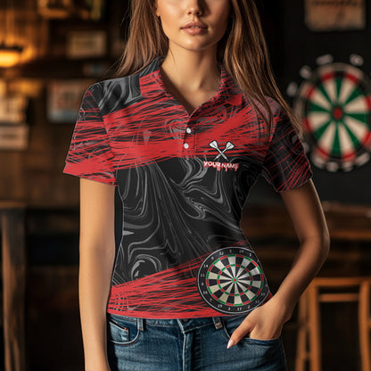 Black And Red Dartboards Custom Polo & 1/4 Zip Dart Jerseys For Men, Dart Team Shirts NYN0006