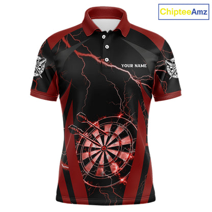 Custom Thunder Lightning Darts Polo & 1/4 Zip Shirt For Men Red Darts Thunder Team Jerseys NYN2889