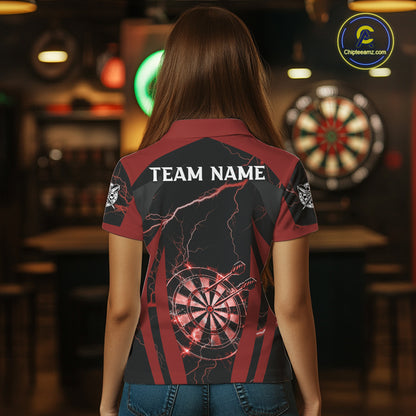 Custom Thunder Lightning Darts Polo & 1/4 Zip Shirt For Women Red Darts Thunder Team Jerseys NYN2889