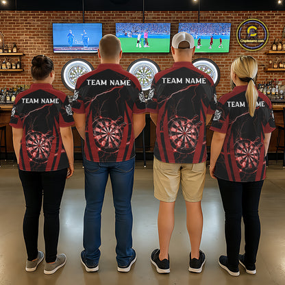 Custom Thunder Lightning Darts Polo & 1/4 Zip Shirt For Women Red Darts Thunder Team Jerseys NYN2889
