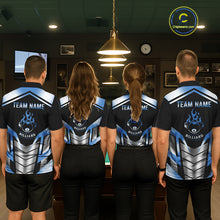 Load image into Gallery viewer, Custom Flame 8 Ball Pool Men Billiard Ball Shirts Gradient Blue &amp; Silver Billiard Pool Jerseys NYN2895