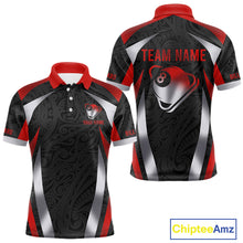 Load image into Gallery viewer, Personalized 8 Ball Pool Men Billiard Shirts Gradient Red &amp; Silver Tribal Billiard Pool Apparel NYN2896