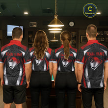 Load image into Gallery viewer, Personalized 8 Ball Pool Women Billiard Shirts Gradient Red &amp; Silver Tribal Billiard Pool Apparel NYN2896